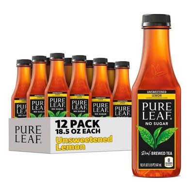 Unsweetened Lemon Iced Tea - Real Brewed, Zero Sugar & Calories, 12 Pack, 18.5 F