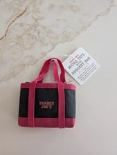Trader Joe's Black Micro Tote With Grocery Bag 2 In 1 Mini Ltd Edition BLK RED