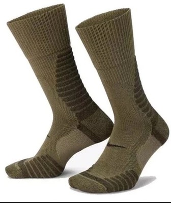 NIKE Outdoor Cushioned Wool Blend Hiking Ski Snow Socks Green Men's Size 8 - 12