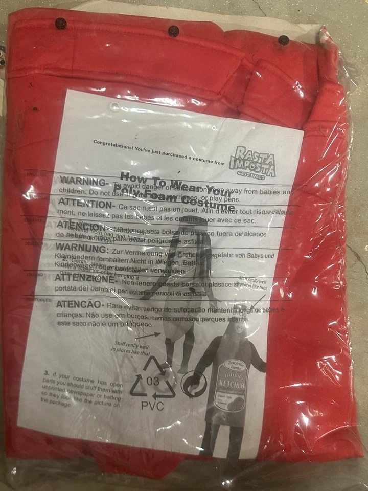 Disfraz de Halloween de ketchup para adulto - talla única para la mayoría de Rasta Imposta Foto 2 de 2