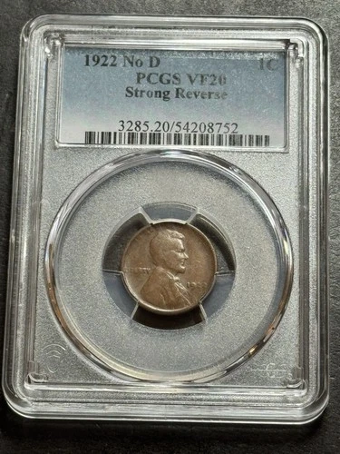 1922 NO D LINCOLN WHEAT CENT PENNY STRONG REVERSE PCGS VF20 KEY DATE (Slab3450)