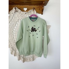 Vintage 2000s Grandma Sage Green Cottage Double Collar Sweatshirt Medium