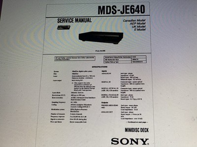 Sony Mds-je640 Service  Manual Digital
