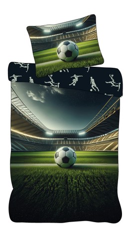 Fußball-Stadion Wende-Bettwäsche-Set 135x200 80x80 Baumwolle Fussball Bettzeug - Bild 1 von 2
