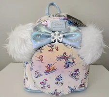 Loungefly Backpack Mickey Winter Wonderland And Friends Disney Mini Ears NEW