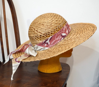 Vintage Stroh Sommer Hut Blumen Band Krawatte Cottagecore Boho Festival Garten