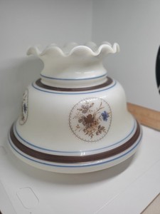Vintage Abigail Adams White Milk Glass Floral Lamp Shade, Quoizel, Ruffled
