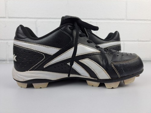Reebok Shoes Mens US7.5 Baseball Cleats Black Faux Leather Round Toe Lace Up - Picture 5 of 6