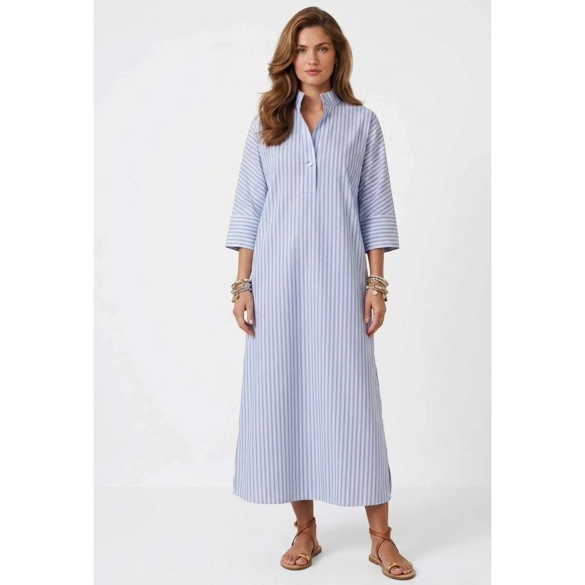 women extra fine cotton a-line striped 3 4 sleeve dress 3/4 Maxi Dresses for for sale Easy hack to hide