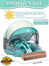 Mambobaby Non-Inflatable Baby Pool Float Canopy Toddler Swim Trainer 3-24 Months