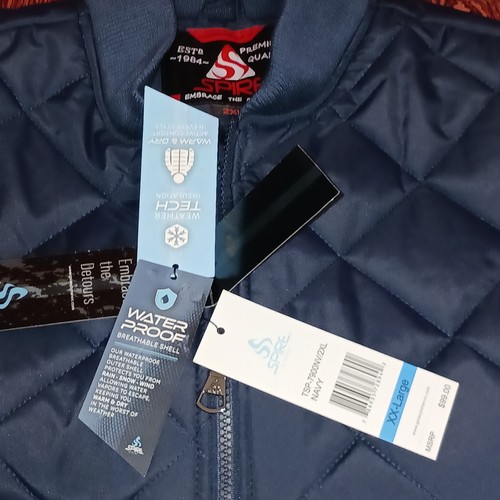 SPIRE Navy Blue Long Sleeve Zip Bomber Lightweight Quilted 2 Pocket Jacket 2XL - Picture 4 of 12