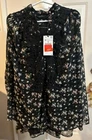 Zara Woman Black Chiffon Lined  Blouse Size Large NWT