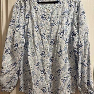 Chic Blue Floral Women's Blouse