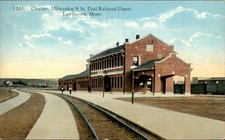 Lewiston Montana Chicago Milwaukee & St Paul RR Depot Vintage Postcard
