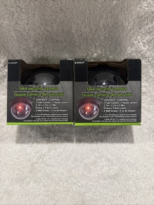 NEW - Fake Cameras - Security CCTV Dome with Red LED Light  2pk