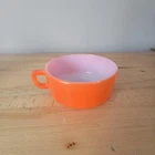 VTG Fire King Anchor Hocking Soup Bowl Mug Cup Orange Milk Glass Oven Proof USA