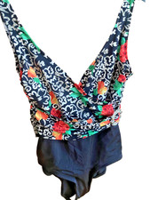 Vintage Catalina Swimsuit Floral Flower Wrap Style Buckle Detail Size 10