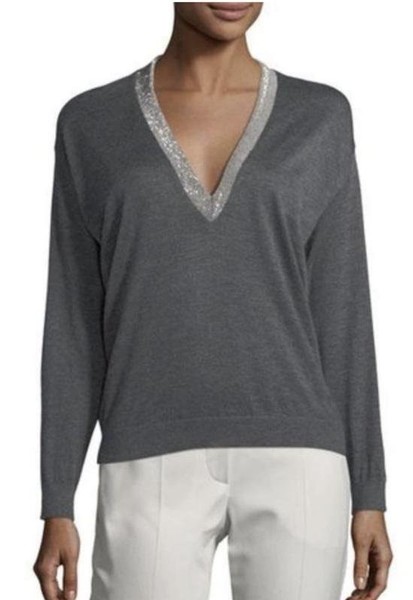 Women Brunello Cucinelli Sweater Grey Cashmere 36