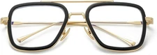 Tony Stark Style Blue Light Blocking Glasses for Men Women, A1 Black/Gold 