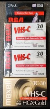 Maxwell HGX- Gold 1  RCA VHS-C Standard Grade 2 pack  Camcorder Tape 30 Mins