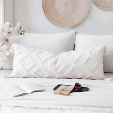 PANOD Decorative Long Lumbar Pillow Cover 16x36 Boho,Super Soft Chenille Extra L