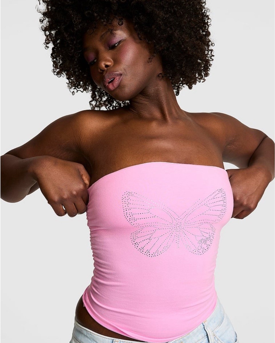 Victoria's Secret PINK Lollipop Pink Bling Sequin Butterfly Tube