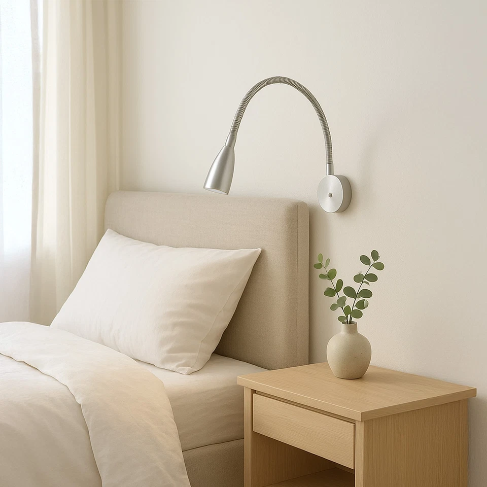 LED Leseleuchte Bettleuchte Wandlampe flexibel Leselampe Leuchte miniAMP Stecker - Bild 2 von 4