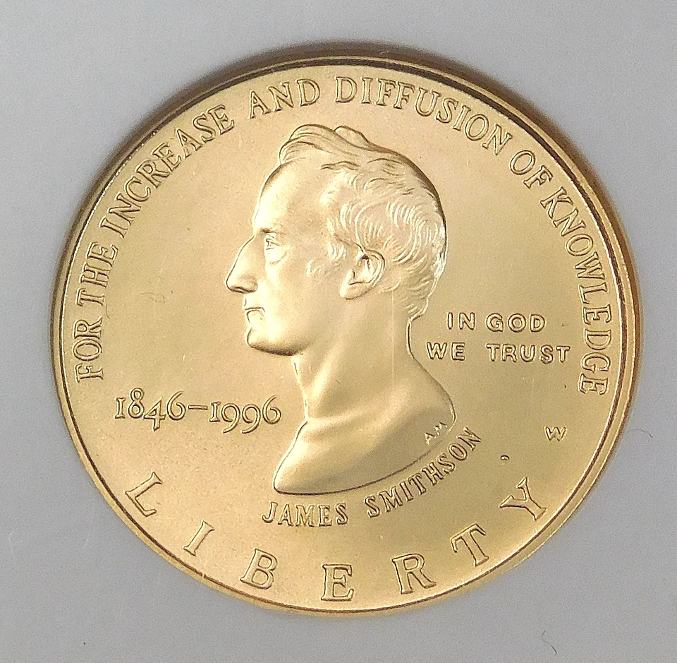 1996 W $5 Gold Smithsonian NGC MS70 almost 1/4 oz Gold Rare Small Mintage #K365 - Image 2 of 4