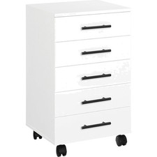 Rollcontainer mit 5 Schubladen, mobiler Aktenschrank, Bürocontainer, Schublad...
