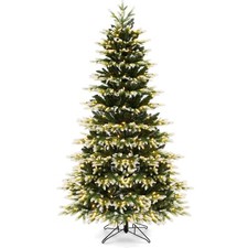 7 FT Pre-Lit Christmas Tree 3 Modes Hinged w/ Quick Power Connector 500 Lights