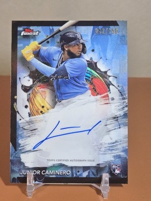 JUNIOR CAMINERO 2024 TOPPS FINEST ROOKIE SKY BLUE RC AUTO /150  