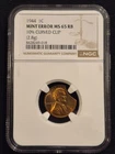 1944 1C Lincoln Cent Mint Error Large 10% Curved Clip Graded NGC as MS 65 RB