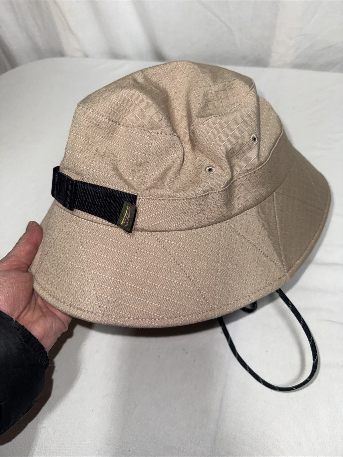 L.L. Bean SunSmart Sz S Outdoor Tan/ Beige Ripstop 100% Cotton Bucket Hat EUC