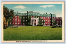 c1940 Haverhill Massachusetts Postcard Bradford Junior College Building Field