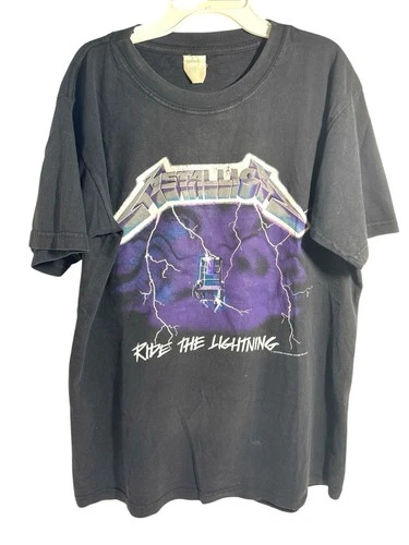 Metallica Shirt Mens Black Ride The Lightning 1990s vintage concert t-shirt, vintage, single stitch, B+ condition