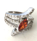 Vintage Signed STERLING Silver  Red/Clear Rhinestones Ornate Ring Size 6.5 — photo 2