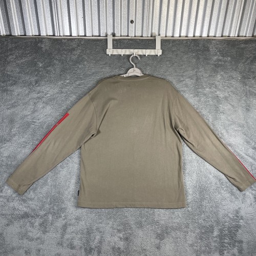 VTG Structure Sweater Mens Medium Beige Red Colorblock LS Shirt Lightweight Y2K - Picture 3 of 13