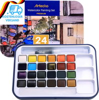 Artecho Aquarellfarben Set, 24 Basic Farben Wasserfarben, Aquarell Mit Wassertan