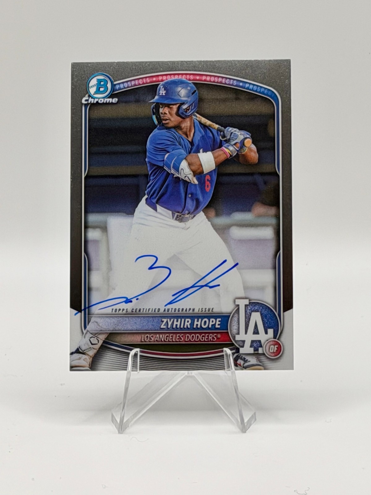 2025 Bowman Zyhir Hope Chrome Prospect Auto #CPA-ZH Dodgers