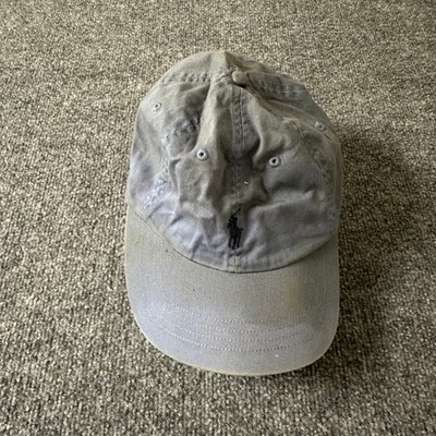Polo Ralph Lauren Hat Mens OSFA Blue Gray Cotton Adjustable Pony Logo Distressed