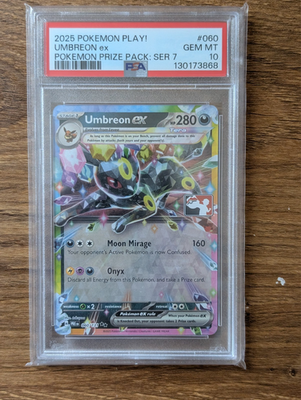 2025 Pokemon Play! Prize Pack Series 7 PSA 10 Umbreon EX #060 Holo
