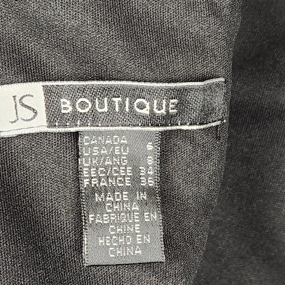 JS Boutique Dress Womens 6 Black Velvet Beaded Sheer Sleeve Evening Formal Gown - Image 3 of 4