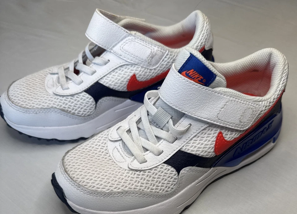 Nike Air Max System White/Blue/Orange Kids Shoes Size 2Y - Image 2 of 4