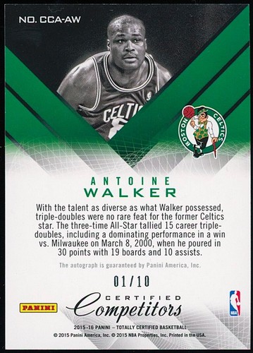 2015 Antoine Walker Totally Certified Competitor Autograph Mirror Gold /10 Auto - Picture 2 of 2