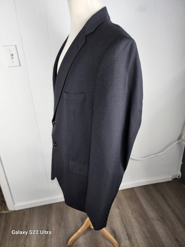 adolfo Mens Sz 46R Black Striped High Twist Fabric Sport Coat S20 - Picture 12 of 24