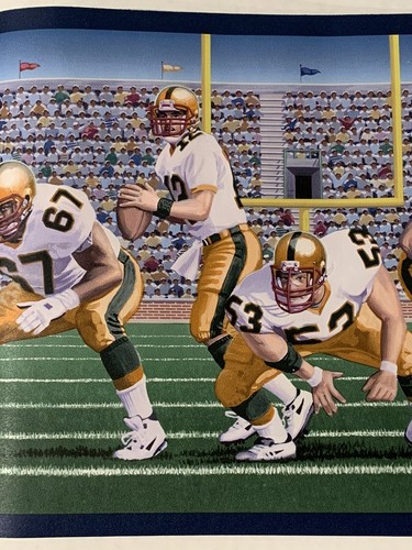 Vintage Wallpaper Border rolls, Lot Of 3, Large Football Players Great Color NEW - Picture 5 of 8
