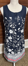 Ann Taylor Loft Dress Navy Blue Floral summer sheath knee length sz 6 career