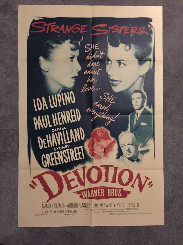 Devotion 1946 vintage 1-sheet Olivia de Havilland Ida Lupino Bronte sisters