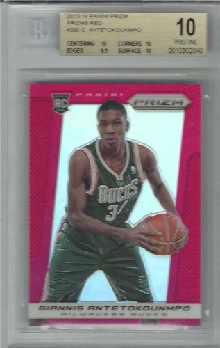 2013-14 Giannis Antetokounmpo Panini Prizm Red Prizms RC... BGS 10 Pristine