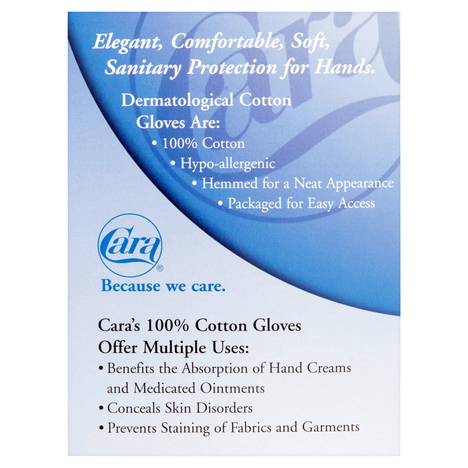 Cara Hypoallergenic Moisturizing Cotton Gloves Medium 24 Pair for sale